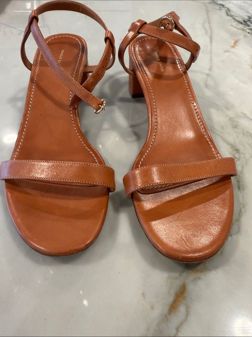 🔥Mansur Gavriel Cognac Leather Ankle-Strap Sandals - Picture 3 of 7